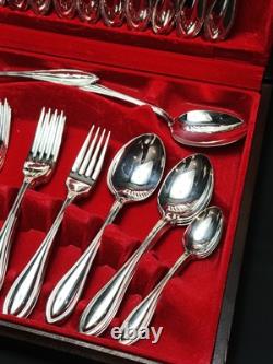 Silver Plated 44 Piece Cutlery Set Oneida Canteen in Original Box MCM Vintage
