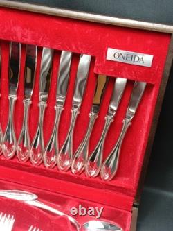 Silver Plated 44 Piece Cutlery Set Oneida Canteen in Original Box MCM Vintage