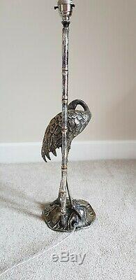 Silver Plated Bronze Heron Lamp by Valenti 1960s