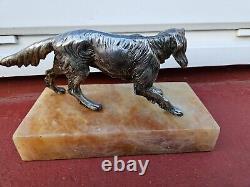 Silver Plated DOG. Setter Mounted on Stone 9.25x4x5inches 2.150kg