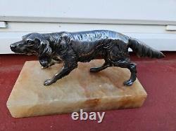 Silver Plated DOG. Setter Mounted on Stone 9.25x4x5inches 2.150kg