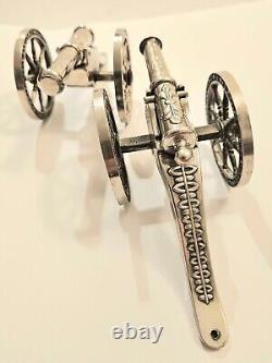 Silver Plated Desk Top Ornaments 2 Cannons 6x3.75x2.5 inches made in England