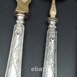 Silver Plated Dessert Forks Art Nouveau Orchidée Minerva Mark