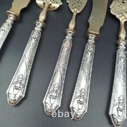 Silver Plated Dessert Forks Art Nouveau Orchidée Minerva Mark Silver Plated Dessert Forks Art Nouveau Orchidée Minerva Mark