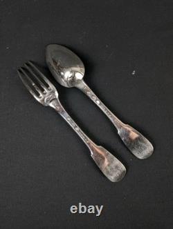 Silver Plated Fork Spoon. 950 19th Century Silversmith JAH 1798-1809