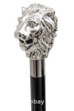 Silver Plated Lion Dress Cane by Pasotti