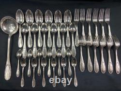 Silver Plated Metal Cutlery Set ERCUIS 12 Forks 12 Large Small Spoons Ladle