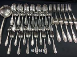 Silver Plated Metal Cutlery Set ERCUIS 12 Forks 12 Large Small Spoons Ladle
