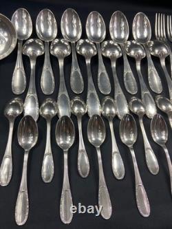 Silver Plated Metal Cutlery Set ERCUIS 12 Forks 12 Large Small Spoons Ladle