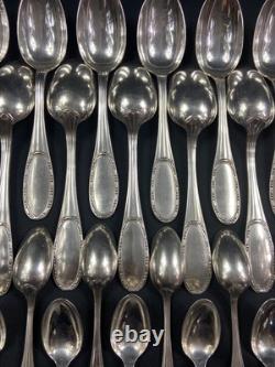 Silver Plated Metal Cutlery Set ERCUIS 12 Forks 12 Large Small Spoons Ladle