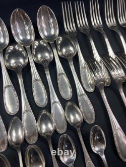 Silver Plated Metal Cutlery Set ERCUIS 12 Forks 12 Large Small Spoons Ladle