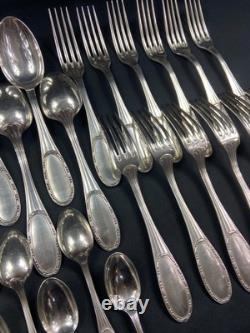 Silver Plated Metal Cutlery Set ERCUIS 12 Forks 12 Large Small Spoons Ladle