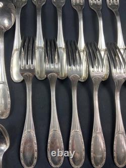 Silver Plated Metal Cutlery Set ERCUIS 12 Forks 12 Large Small Spoons Ladle