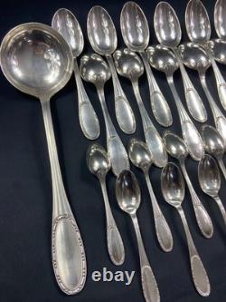 Silver Plated Metal Cutlery Set ERCUIS 12 Forks 12 Large Small Spoons Ladle