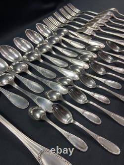 Silver Plated Metal Cutlery Set ERCUIS 12 Forks 12 Large Small Spoons Ladle
