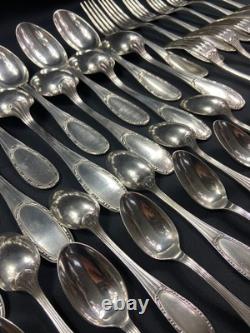 Silver Plated Metal Cutlery Set ERCUIS 12 Forks 12 Large Small Spoons Ladle