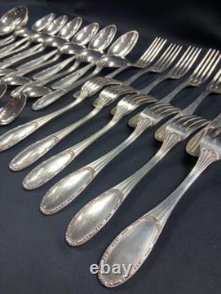 Silver Plated Metal Cutlery Set ERCUIS 12 Forks 12 Large Small Spoons Ladle