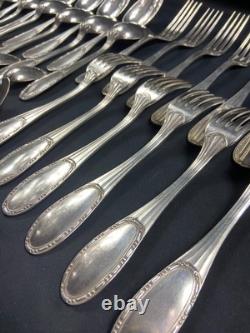 Silver Plated Metal Cutlery Set ERCUIS 12 Forks 12 Large Small Spoons Ladle
