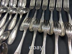 Silver Plated Metal Cutlery Set ERCUIS 12 Forks 12 Large Small Spoons Ladle