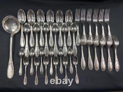 Silver Plated Metal Cutlery Set ERCUIS 12 Forks 12 Large Small Spoons Ladle
