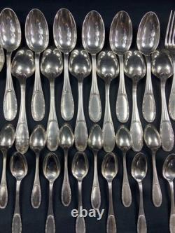 Silver Plated Metal Cutlery Set ERCUIS 12 Forks 12 Large Small Spoons Ladle