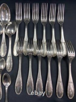 Silver Plated Metal Cutlery Set ERCUIS 12 Forks 12 Large Small Spoons Ladle