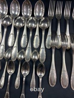 Silver Plated Metal Cutlery Set ERCUIS 12 Forks 12 Large Small Spoons Ladle