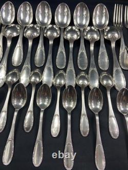 Silver Plated Metal Cutlery Set ERCUIS 12 Forks 12 Large Small Spoons Ladle