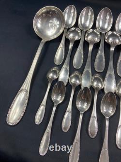 Silver Plated Metal Cutlery Set ERCUIS 12 Forks 12 Large Small Spoons Ladle