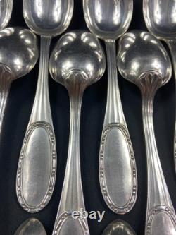 Silver Plated Metal Cutlery Set ERCUIS 12 Forks 12 Large Small Spoons Ladle