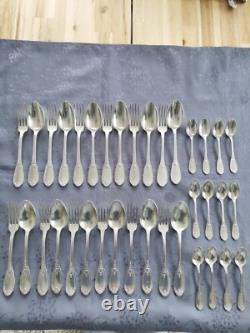 Silver Plated Metal Cutlery Set Of 36 Pieces Empire Style