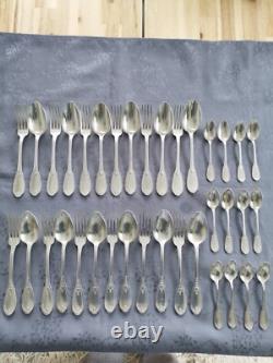 Silver Plated Metal Cutlery Set Of 36 Pieces Empire Style