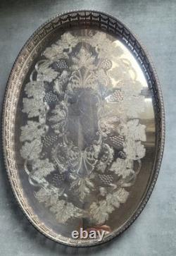 Silver Plated Oval Gallery Tray By Viners Sheffield 39cm