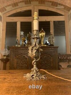 Silver Plated Rococo Table Lamp, Antique Light