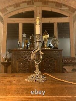 Silver Plated Rococo Table Lamp, Antique Light