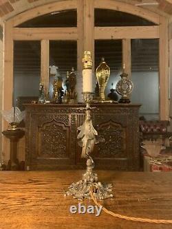 Silver Plated Rococo Table Lamp, Antique Light