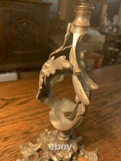 Silver Plated Rococo Table Lamp, Antique Light