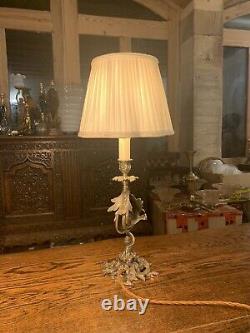 Silver Plated Rococo Table Lamp, Antique Light