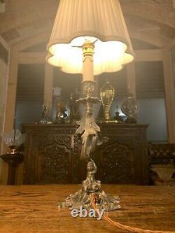 Silver Plated Rococo Table Lamp, Antique Light