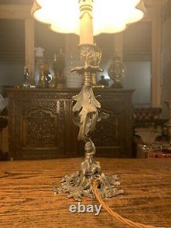 Silver Plated Rococo Table Lamp, Antique Light