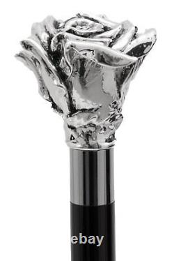 Silver Plated Rose Topped Collectors Cane by Pasotti