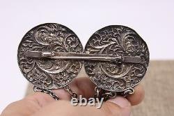Silver Plated & Sterling Victorian Chatelaine Belt Pin Match Safe Needle Notepad