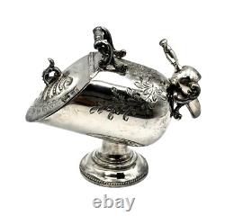 Silver Plated Sugar Scuttle with Scoop- Marked EPBM Made in England 1910
