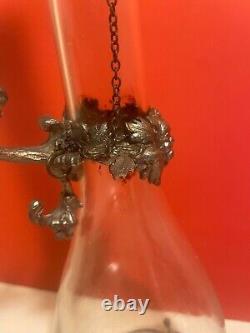 Silver Plated and Glass Claret Jug with decorated grapes and leaves