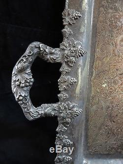 Silver Serving Tray Platter Silver Plated Cival War Period Plated Silver Antique