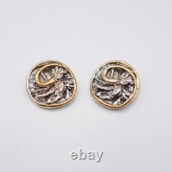 Silver and 24K Gold Plated Swirl Clip-on Earrings by Nurit and Shoshanna Bar-On