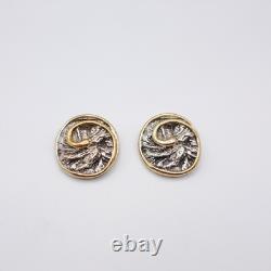 Silver and 24K Gold Plated Swirl Clip-on Earrings by Nurit and Shoshanna Bar-On