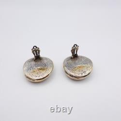 Silver and 24K Gold Plated Swirl Clip-on Earrings by Nurit and Shoshanna Bar-On