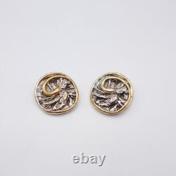 Silver and 24K Gold Plated Swirl Clip-on Earrings by Nurit and Shoshanna Bar-On Silver and 24K Gold Plated Swirl Clip-on Earrings by Nurit and Shoshanna Bar-On