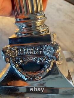 Silver plate rams head oil lamp with hobnail daisy cut oval font